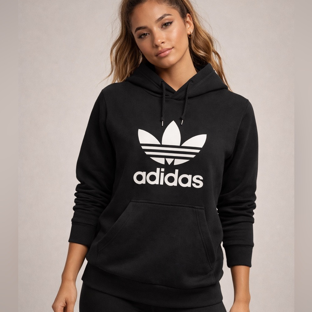 Adidas Originals Black Trefoil Hoodie Women’s Size Small